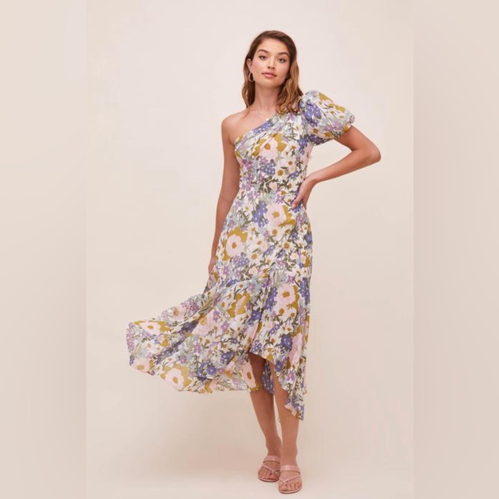 ASTR The Label One-Shoulder Santorini Midi Dress